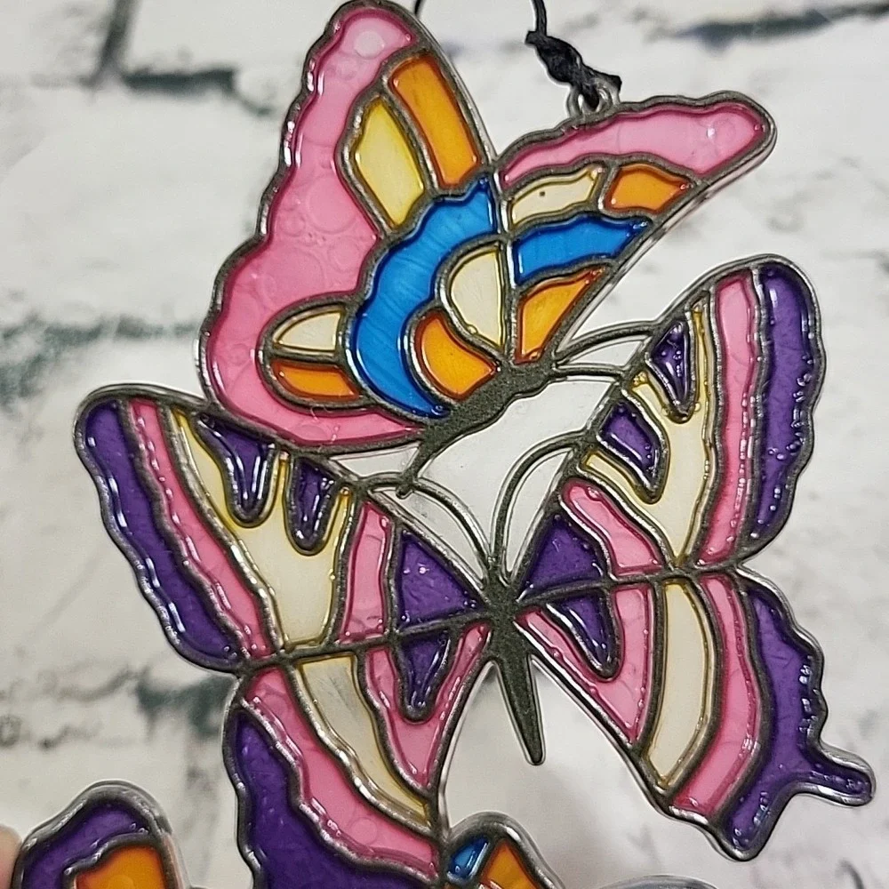 Vintage 70s Butterfly Window Hanger Suncatcher Plastic‎ Hippie Fairycore Decor